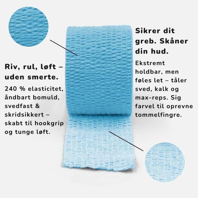 Blå tommelfinger tape til tunge løft