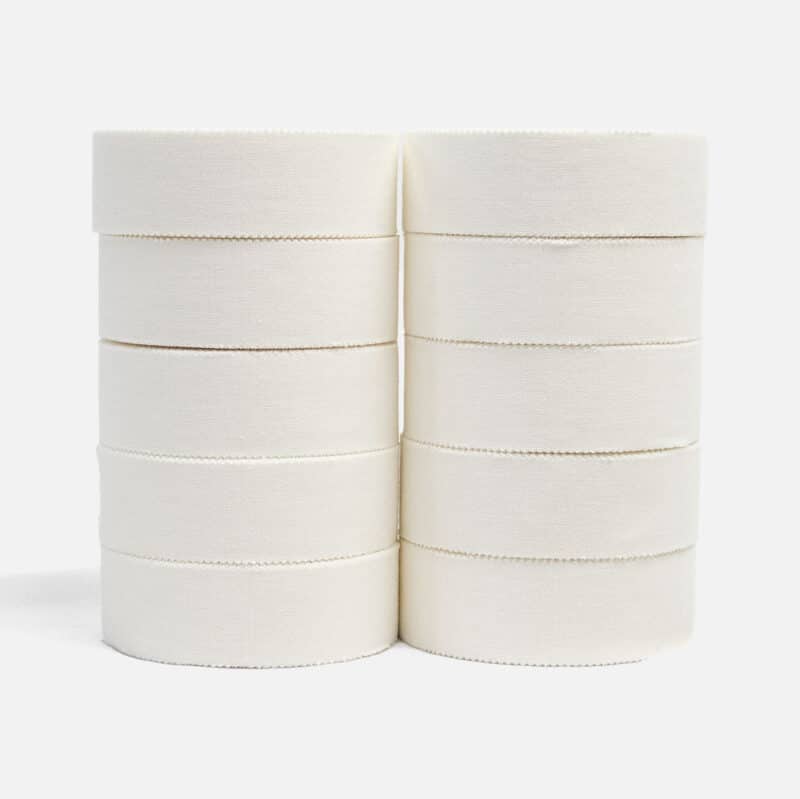 10pak-25mm-hvid-sportstape-pp Classic hvid sportstape 2,5 cm 10-pak - Storkøb af smal tape