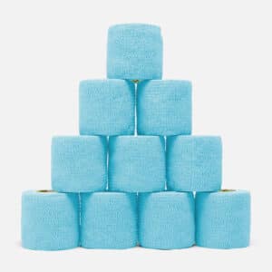 Lyseblå cohesive tape 5cm i 10-pak - fleksibel forbinding uden lim til klinikbrug