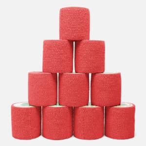 10 ruller rød EAB sportstape 7,5cm - stærk lim og bred støtte til muskler