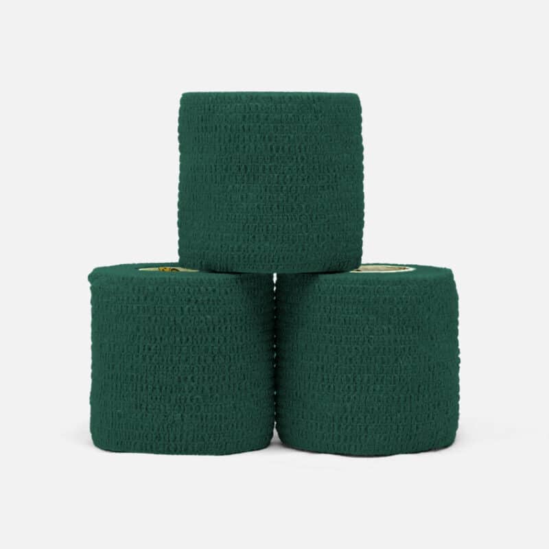 3pak-50mm-moerkegroen-bandagetape-pp Mørkegrøn bandagetape 5cm pakke - vandafvisende cohesive tape