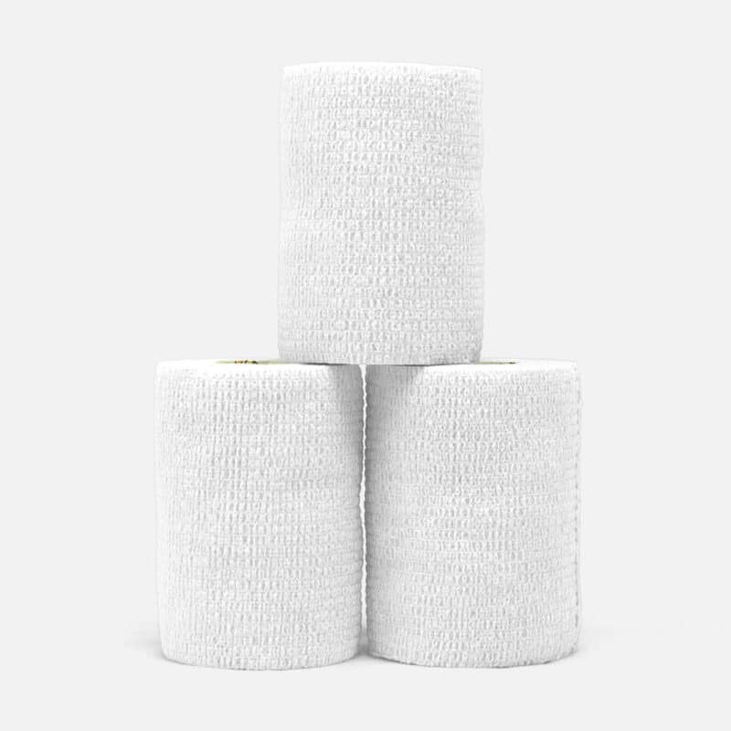 3pak-75mm-hvid-bandagetape-pp Hvid bred bandagetape 7,5cm 3-pak - klassisk cohesive tape til fiksering