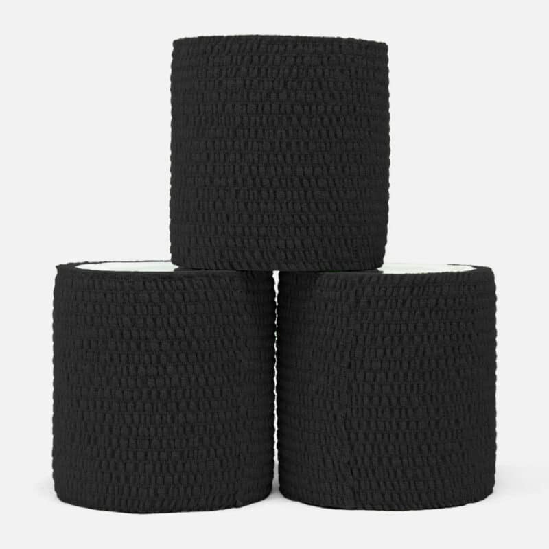 3pak-75mm-sort-eab-pp ort EAB tape 7,5cm 3-pak - stærk og bred elastisk tape med lim