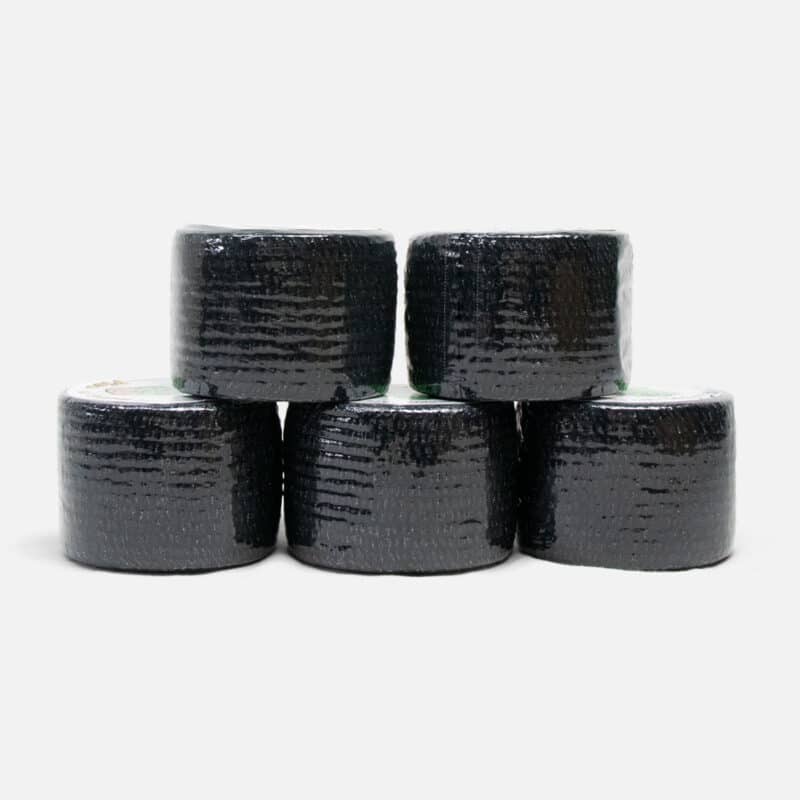 5pak-50mm-sort-eab-pp 5 ruller sort EAB tape 5cm - populær elastisk tape til fodboldspillere